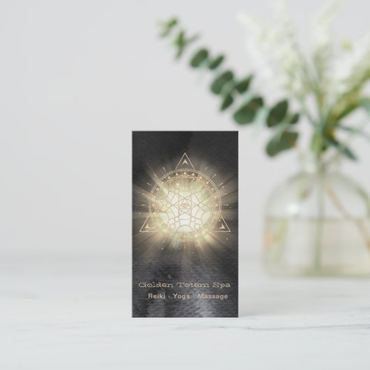 *~* Gesacred Geometry. Lichte Rays Golden Totem Visitekaartje (Staand voorkant)