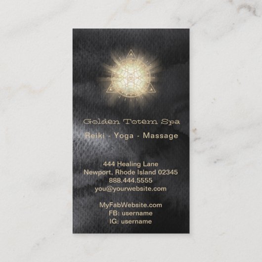 *~* Gesacred Geometry. Lichte Rays Golden Totem Visitekaartje (Achterkant)