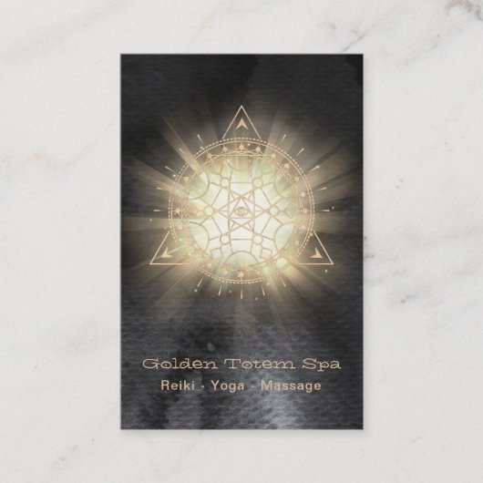 *~* Gesacred Geometry Light Rays - Golden Totem Visitekaartje (Voorkant)