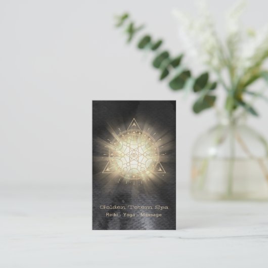 *~* Gesacred Geometry Light Rays - Golden Totem Visitekaartje (Staand voorkant)
