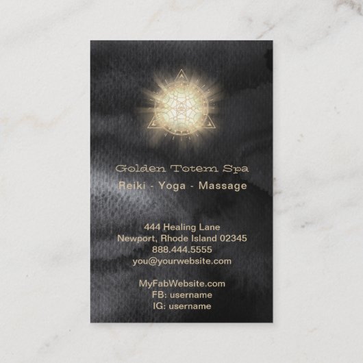 *~* Gesacred Geometry Light Rays - Golden Totem Visitekaartje (Achterkant)