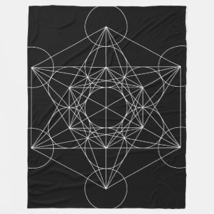 Gesacred Geometry: Metatron's Cube Black & White Fleece Deken