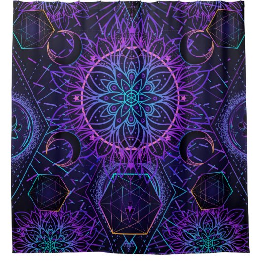 Gesacred Geometry naadloos patroon. Hindu-symbolen Douchegordijn (Voorkant)