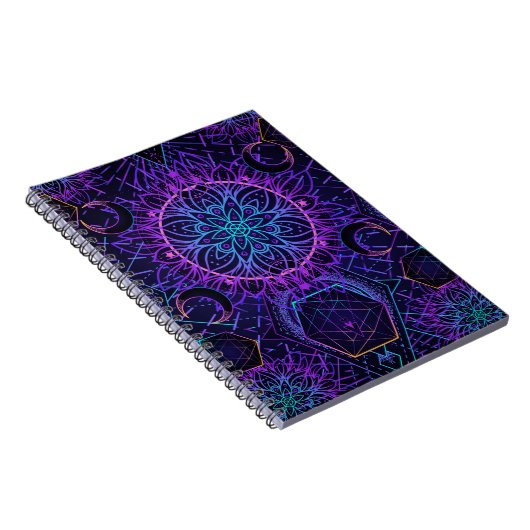 Gesacred Geometry naadloos patroon. Hindu-symbolen Notitieboek (Rechterzijde)