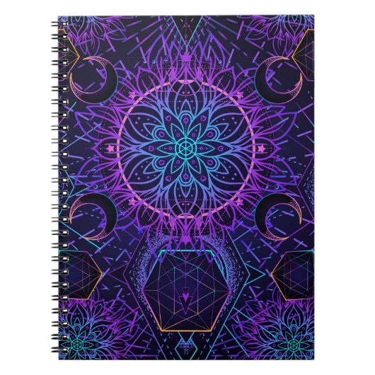 Gesacred Geometry naadloos patroon. Hindu-symbolen Notitieboek (Voorkant)