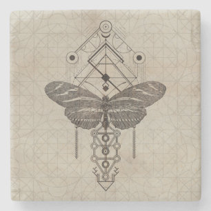 Gesacred Geometry Zebra Longwing Butterfly Stenen Onderzetter