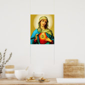 Gesacred Immaculate Hart van Maagd Mary Poster (Keuken)