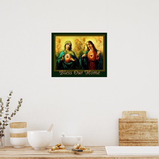 Gesacreerd hart & immaculair hart thuisverzegeling poster (Keuken)