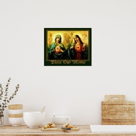 Gesacreerd hart & immaculair hart thuisverzegeling poster (Keuken)