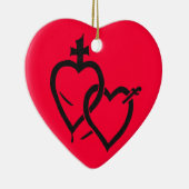 Gesacreerde en immaculaire harten keramisch ornament (Rechts)
