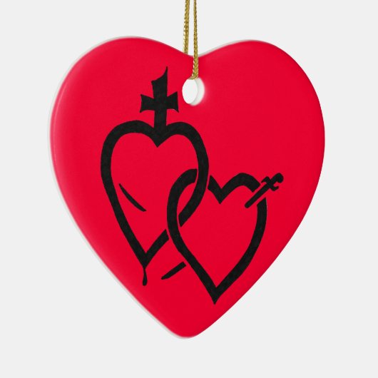 Gesacreerde en immaculaire harten keramisch ornament (Rechts)