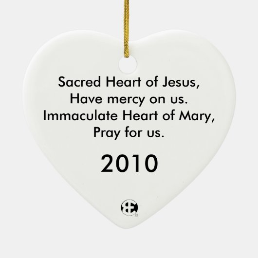 Gesacreerde en immaculaire harten keramisch ornament (Achterkant)