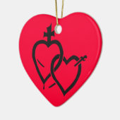 Gesacreerde en immaculaire harten keramisch ornament (Links)