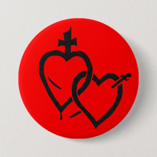 Gesacreerde en immaculerende harten ronde button 7,6 cm