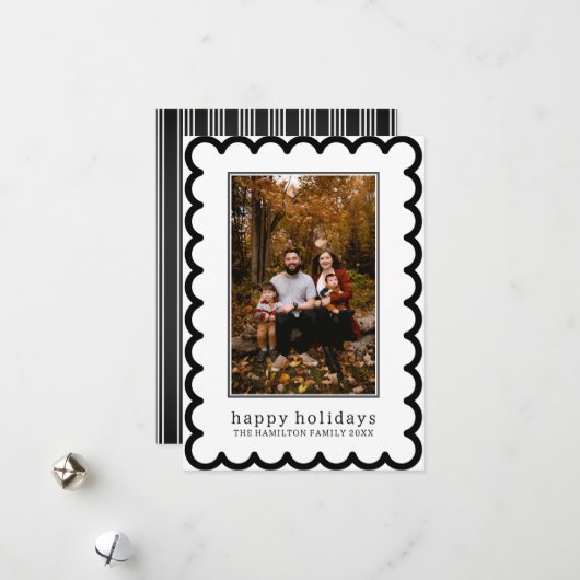 Gescalpeerde kerst geschulpte Lijst foto Feestdagenkaart (Voorkant / Achterkant in situ)