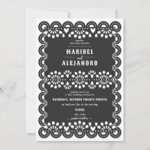 Gescalpeerde Mexico Papel Picado Floral Black Wedd