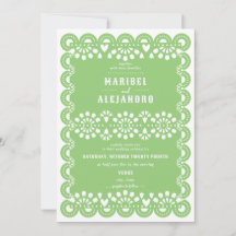 Gescalpeerde Mexico Papel Picado Floral Green Wedd