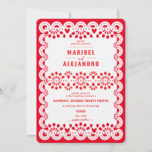 Gescalpeerde Mexico Papel Picado Floral Red Weddin
