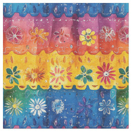 Gescalpeerde Stripe Floral Pattern-Papel Picado Stof