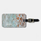 Gescalpeerde Zeeen zoutbaden - Roze en Blauwgroen  Bagagelabel (Voorkant horizontaal)