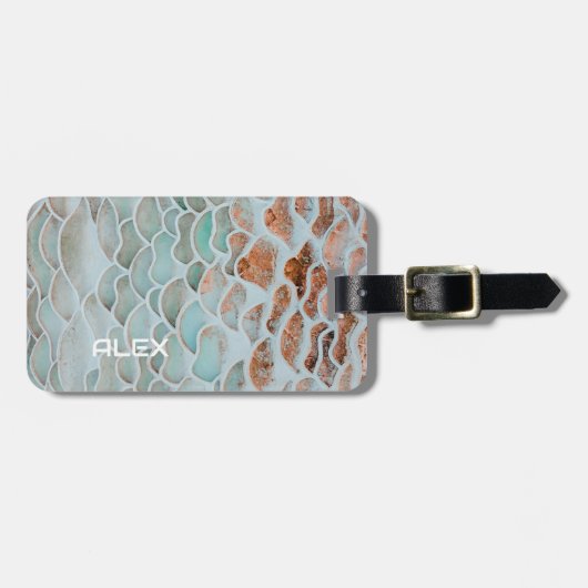Gescalpeerde Zeeen zoutbaden - Roze en Blauwgroen  Bagagelabel (Voorkant horizontaal)