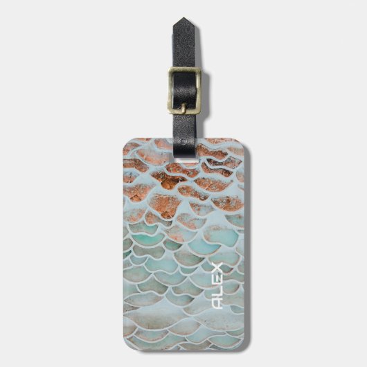 Gescalpeerde Zeeen zoutbaden - Roze en Blauwgroen  Bagagelabel (Voorkant verticaal)