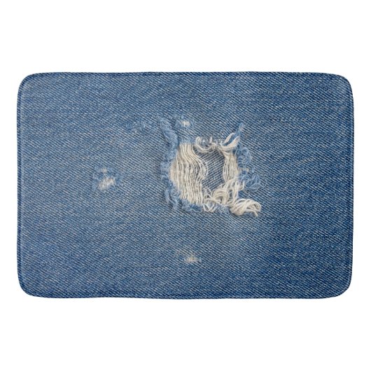 Geschaafd blauwe denimstof badmat (Voorkant)