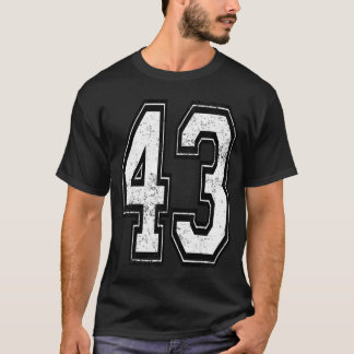 Geschaafde nummer 43 varsity trui sportteam t-shirt