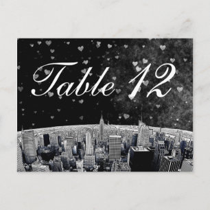 Geschaafde NYC-silhouette #2 Zwart Wht Hart Tafeln Briefkaart