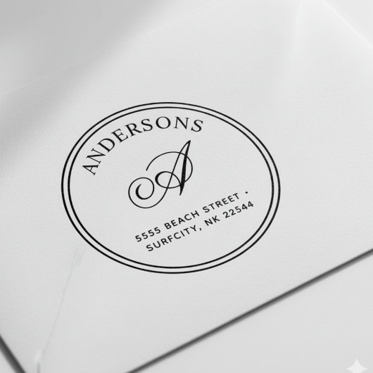 (GESCHAALD) Elegant Monogram Terugadres Zelf-inkt Rubberstempel