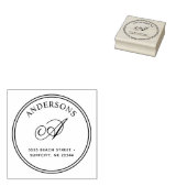 (GESCHAALD) Elegant Monogram Terugadres Zelf-inkt Rubberstempel (Gestempeld)