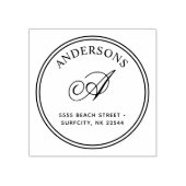 (GESCHAALD) Elegant Monogram Terugadres Zelf-inkt Rubberstempel (Afrduk)