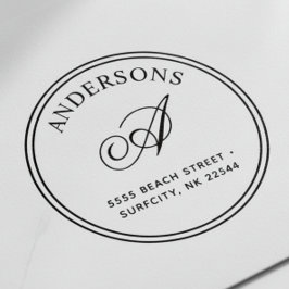 (GESCHAALD) Elegant Monogram Terugadres Zelf-inkte Rubberstempel