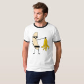 Geschaalde banaan – Grappige banaan striptease T-shirt (Voorkant volledig)
