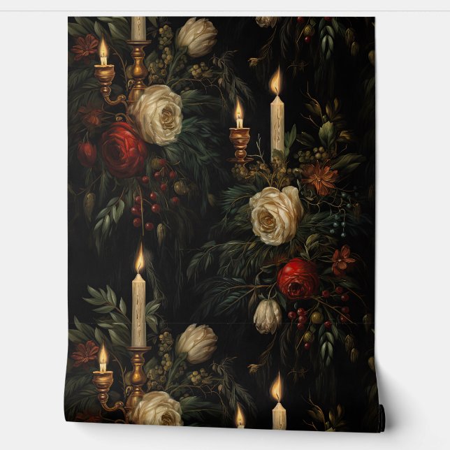 Geschaduwd Kerstballet Botanisch Behang (Afrollen)