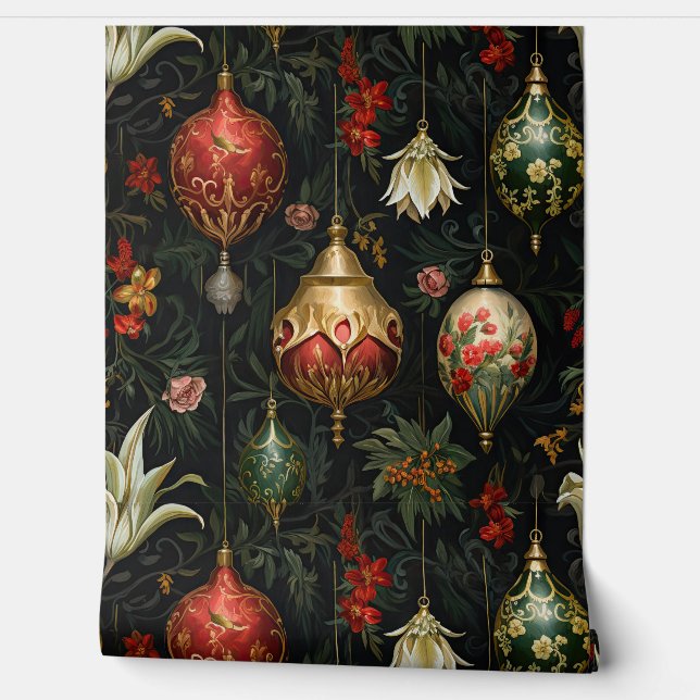 Geschaduwd Kerstballet Botanisch Behang (Afrollen)