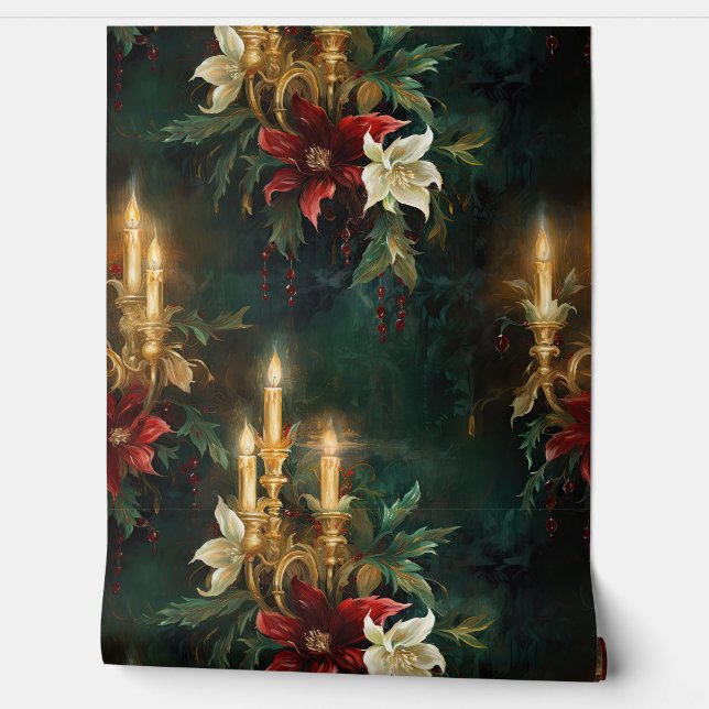 Geschaduwd Kerstballet Botanisch Behang (Afrollen)