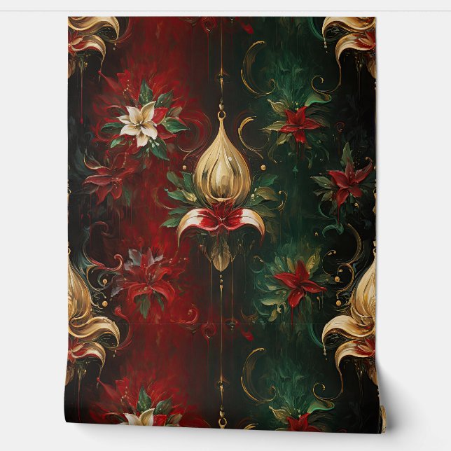 Geschaduwd Kerstballet Botanisch Behang (Afrollen)