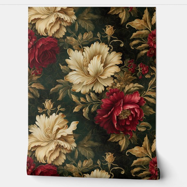 Geschaduwd Kerstballet Botanisch Behang (Afrollen)