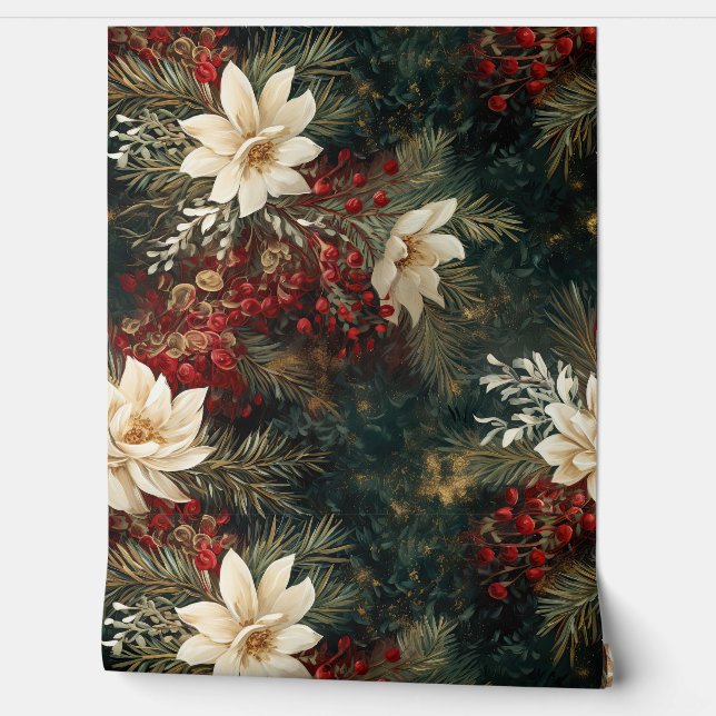 Geschaduwd Kerstballet Botanisch Behang (Afrollen)