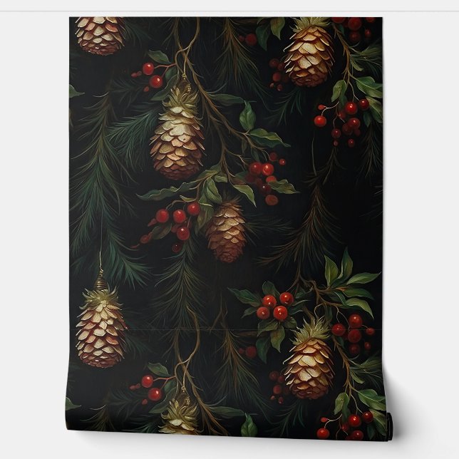 Geschaduwd Kerstballet Botanisch Behang (Afrollen)