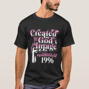 Geschapen naar Gods beeld opgericht 1996 christeli T-shirt