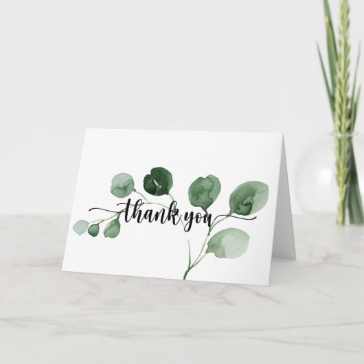 Geschatte eucalyptus gevouwen bruiloft Hartelijk d Bedankkaart (Voorkant)