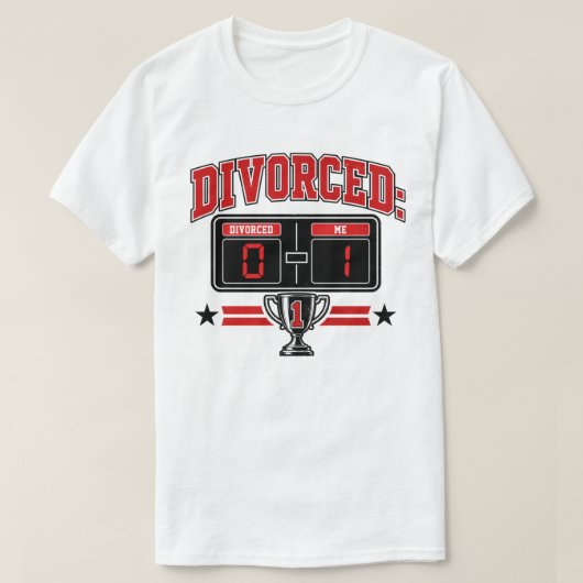 Gescheiden: 0 — Ik: 1 Grappige scorebord T-shirt (Design voorkant)