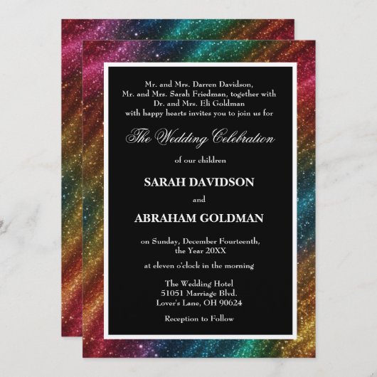 Gescheiden ouders Rainbow bruiloft uitnodigingen (Voorkant / Achterkant)