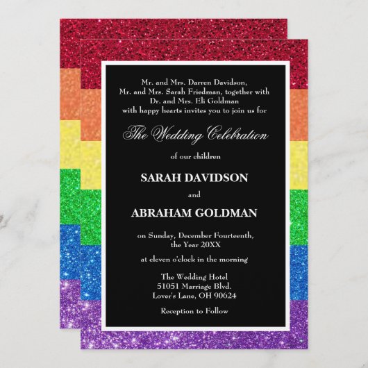 Gescheiden ouders Rainbow bruiloft uitnodigingen (Voorkant / Achterkant)