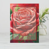 Gescheiden Ouders Rode Rozen Bruiloft Uitnodiginge Kaart (Staand voorkant)