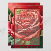 Gescheiden Ouders Rode Rozen Bruiloft Uitnodiginge Kaart (Voorkant / Achterkant)