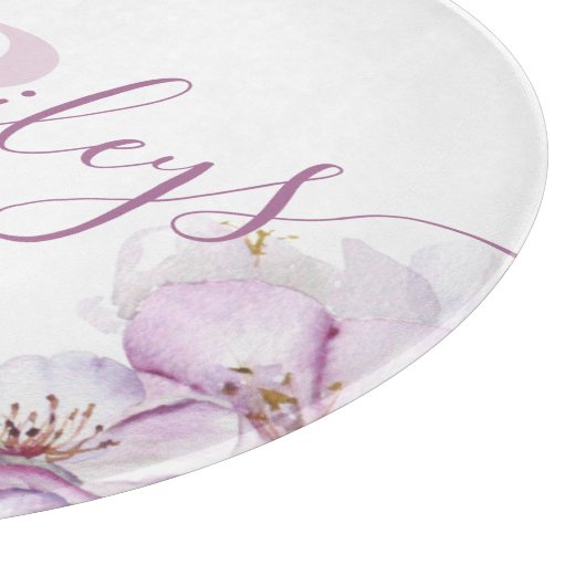 Geschenk Aanrechtbord met Kersenbloesem Monogram Snijplank (Hoek)