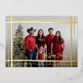 Geschenk ingepakt fotolijstje folie feestdagenkaart (Voorkant)